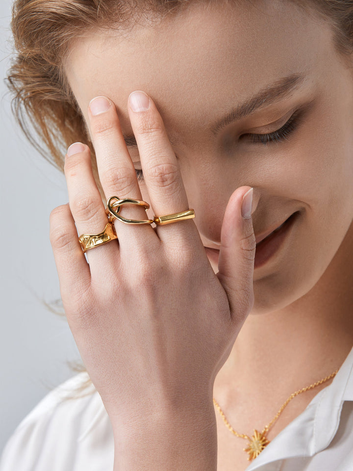 2pcs Irregular Gold Plated Rings
