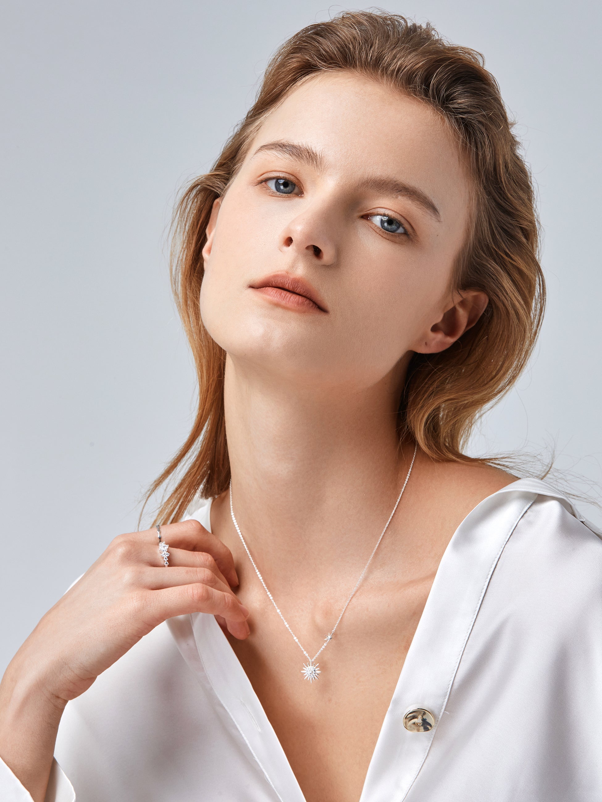 Silver 925 Necklaces With Sun And Zirconia - AHAAHA