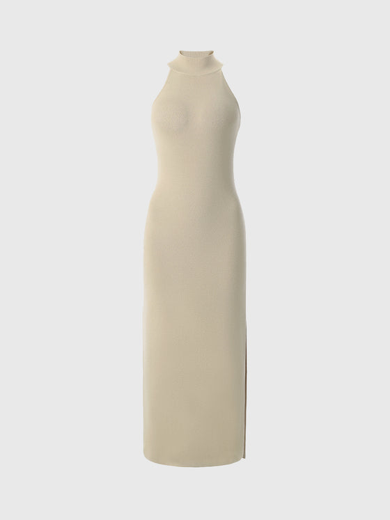 Turtleneck Halterneck Dress - Ahaselected