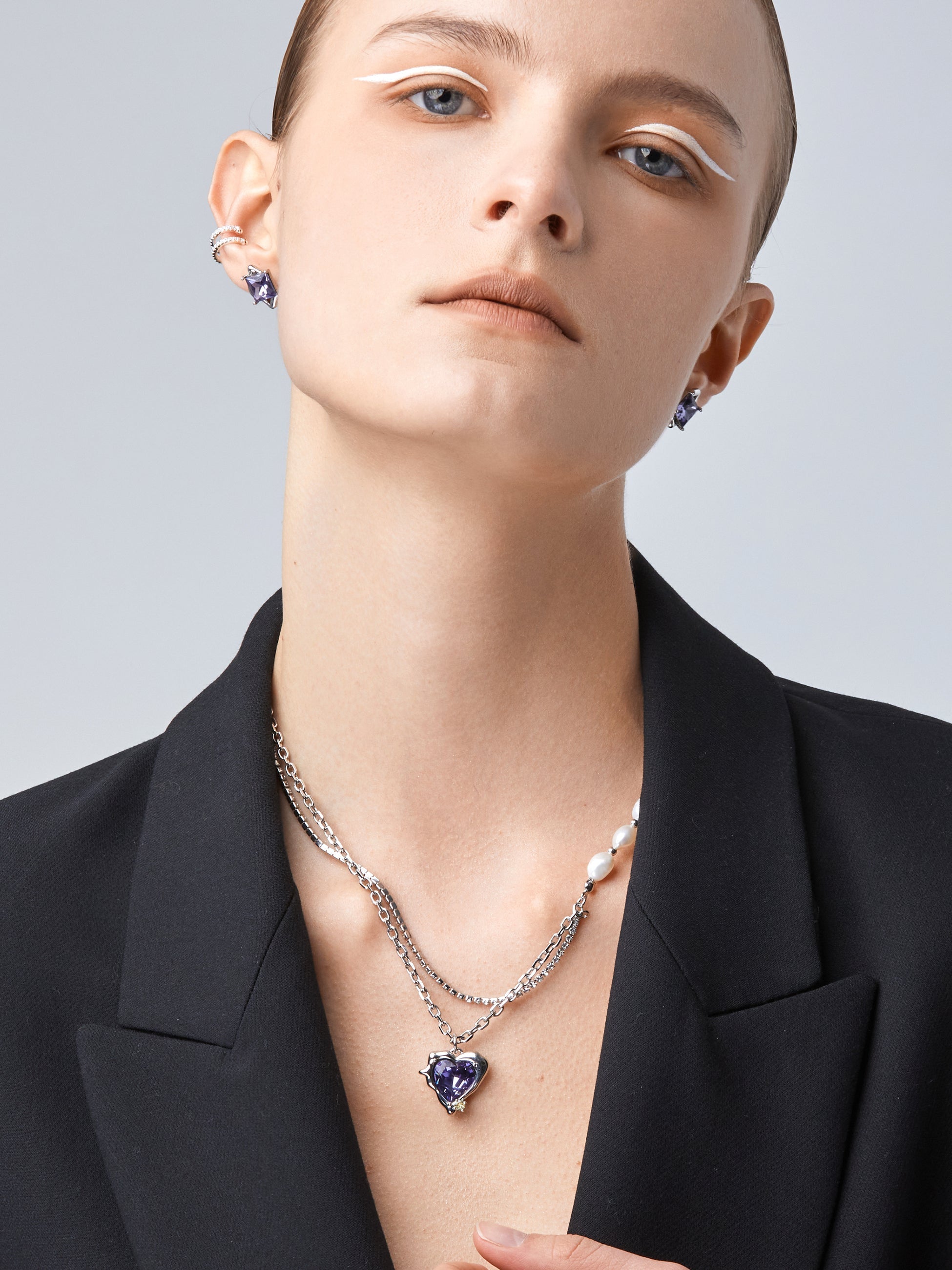 Purple Zircon Square Earrings - AhaAha
