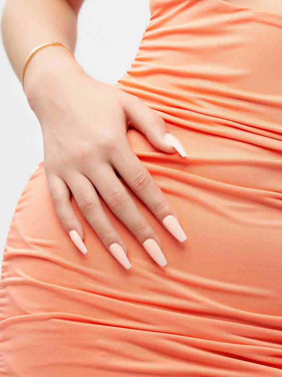 24pcs Gradient Color Mid  Length Squoval Fake Nail - AhaAha
