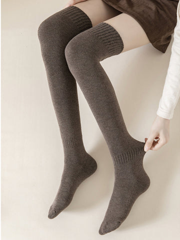 Knee High Terry Fleece Ribbed Socks