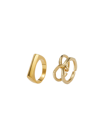 2pcs Irregular Gold Plated Rings