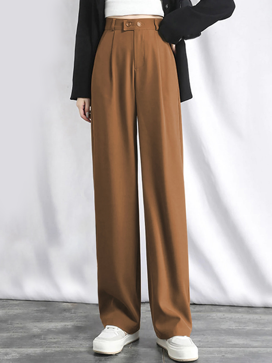 Two-Button Straight Pants - Ahaselected