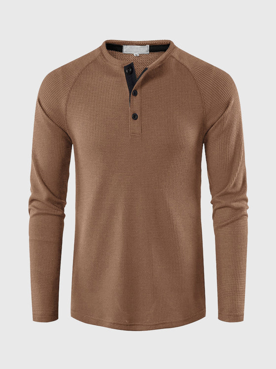 M's Waffle Henley Long Sleeves - Ahaselected