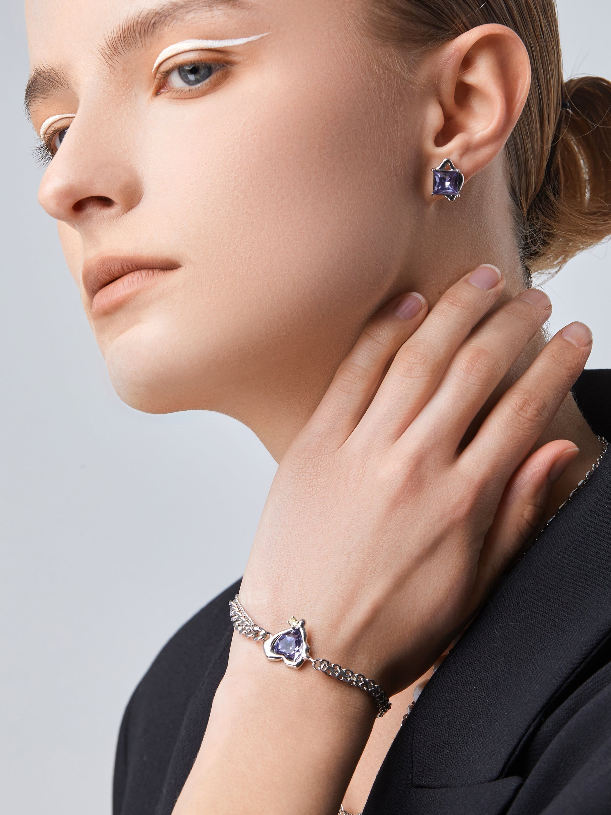 Purple Zircon Square Earrings - AhaAha