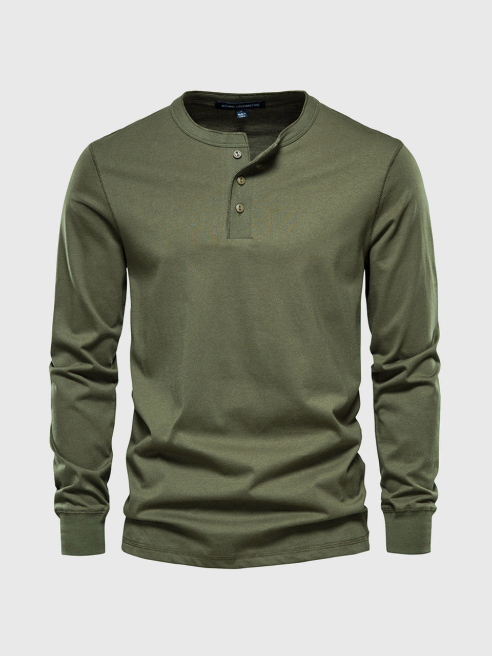 Casual Henley T-shirt with long sleeves