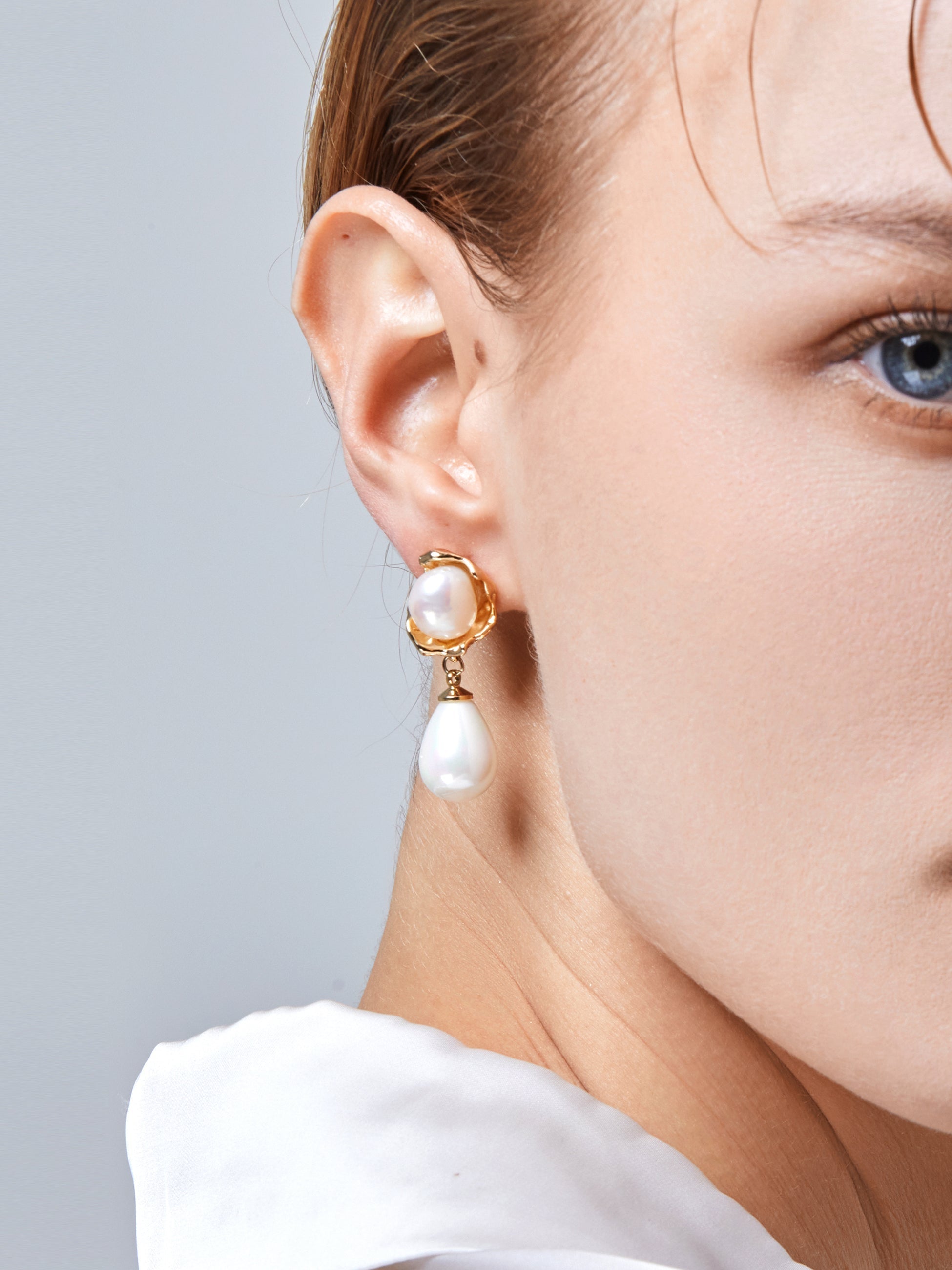 Baroque Pearl Gold-plated Earrings - AhaAha