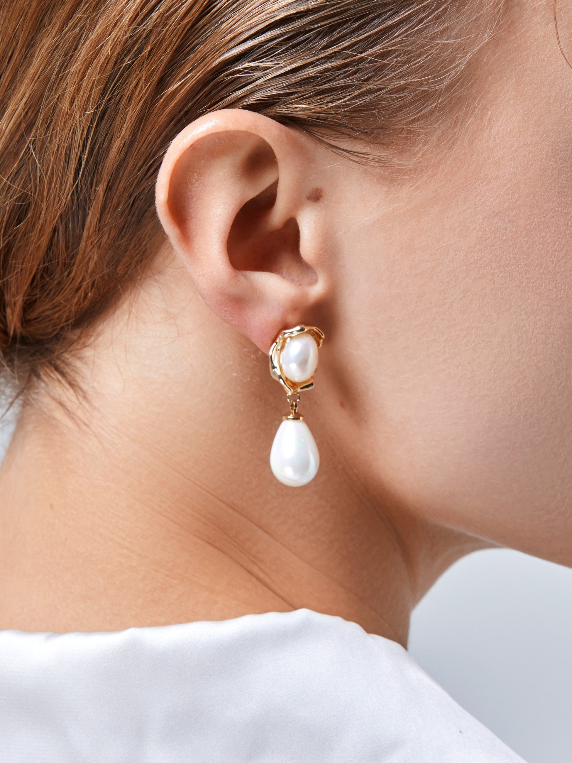 Baroque Pearl Gold-plated Earrings - AhaAha