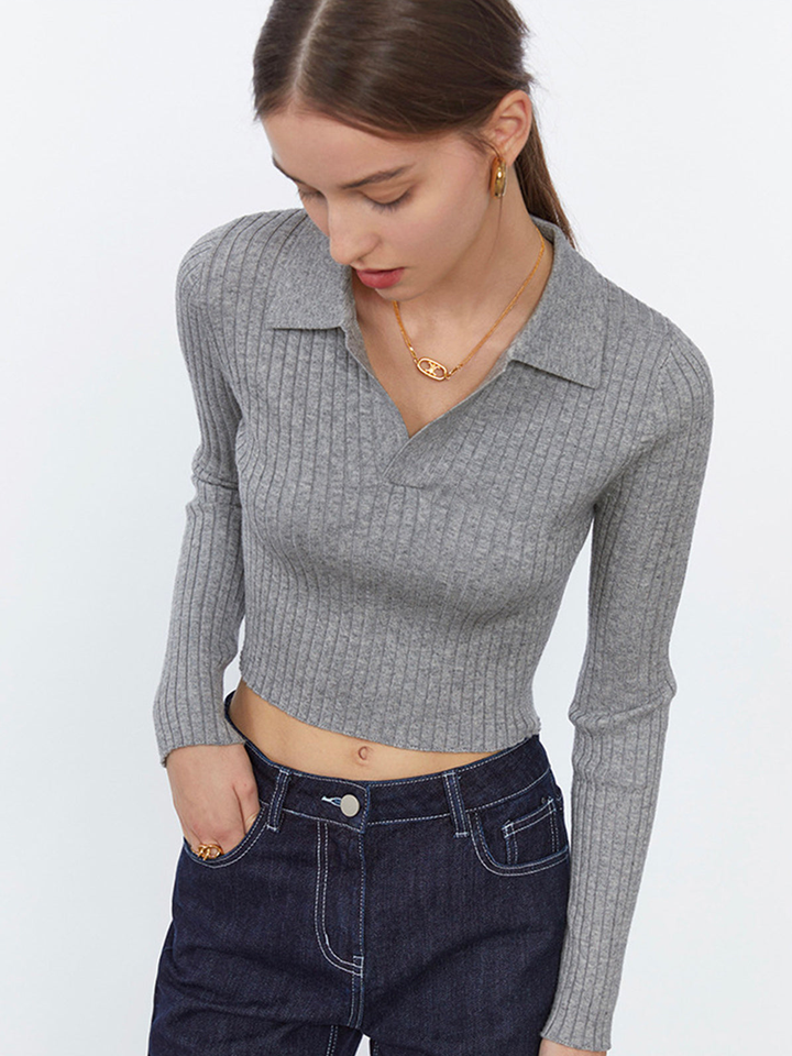 Lapel Knit Sweater