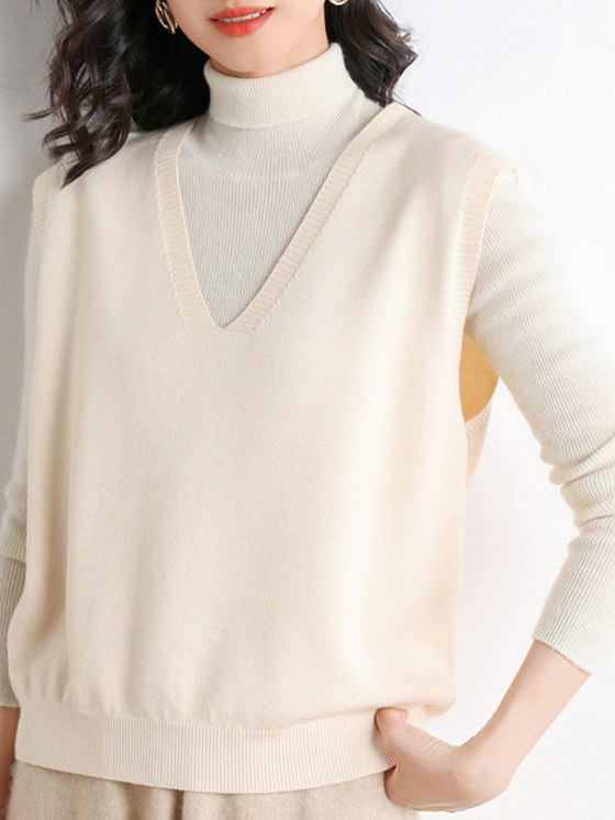 V-Neck Knit Vest - Ahaselected