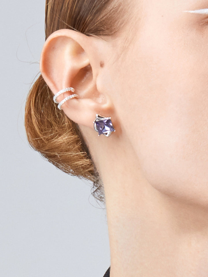 Small Silver Semicircular Earrings