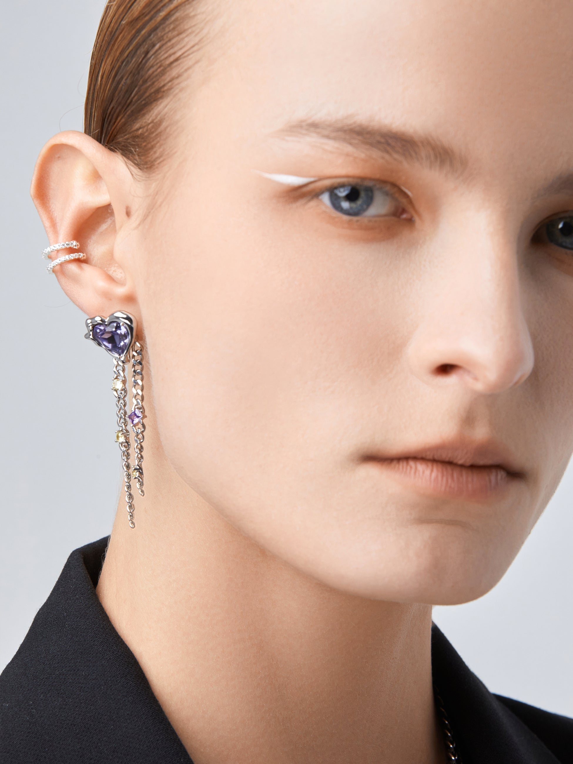 Purple Zircon Tassels Earrings - AhaAha