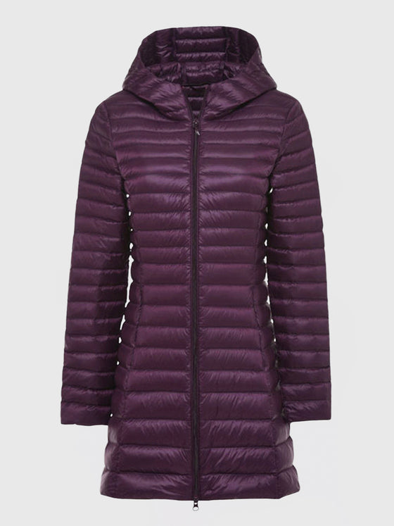 Long Hooded Light Down Puffer  Jacket - Ahaselected