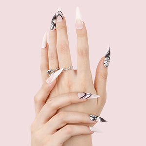 24pcs Printed Acuminate Women's Fake Nail