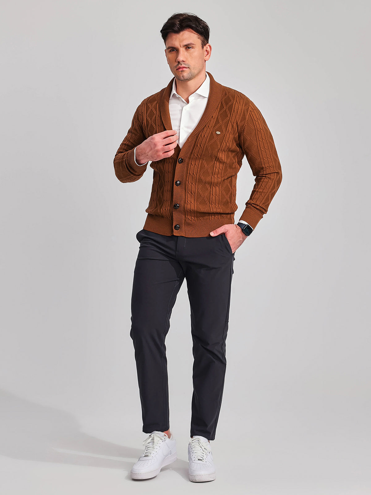 Shawl Collar Cardigan Sweater - Ahaselected