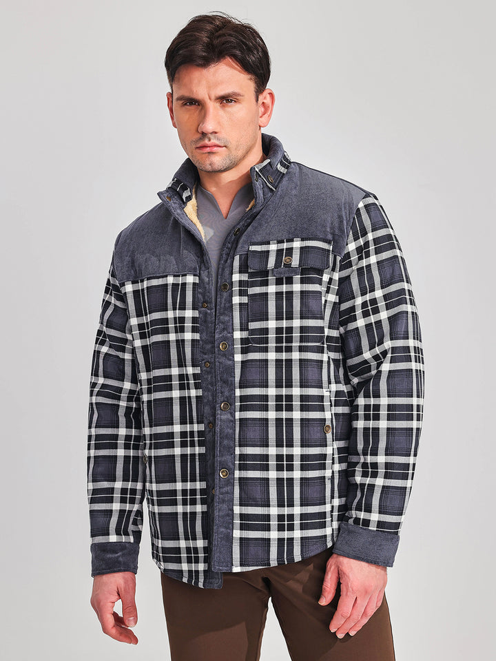 Men's Corduroy Plaid Sherpa Lined Flannel Jacket