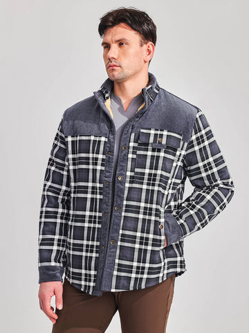 Men's Corduroy Plaid Sherpa Lined Flannel Jacket