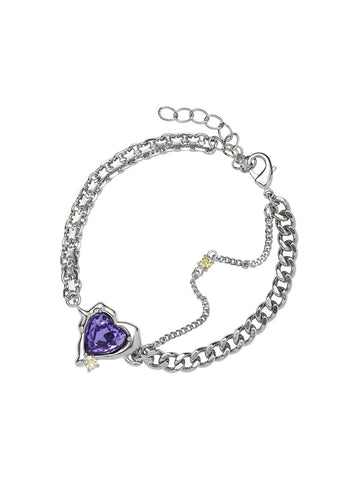 Purple Zircon HeartCharm Bracelet