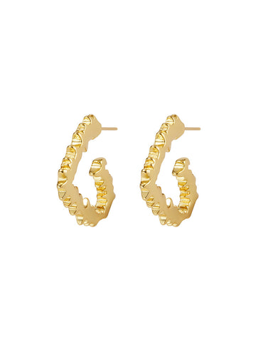 Plated Gear Shape Heart Earrings