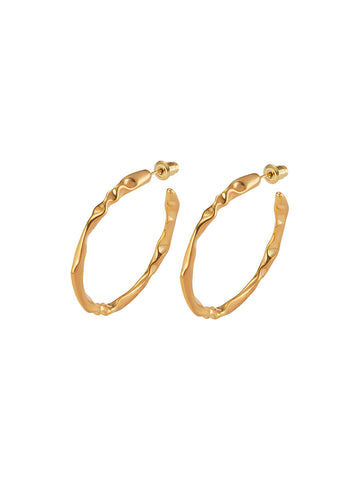 Gold Plated Hoop Decor Earrings