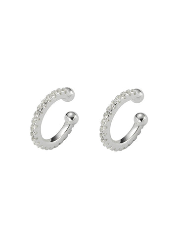 Small Silver Semicircular Earrings