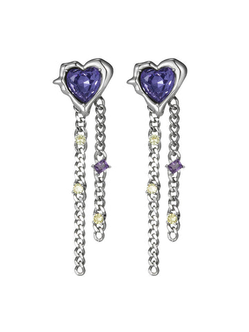 Purple Zircon Tassels Earrings