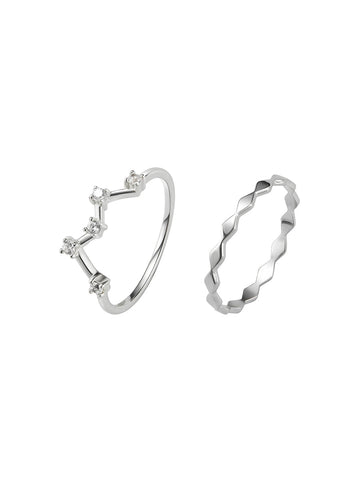 2pcs Silver Decor Rings