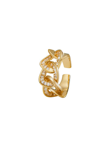 Gold-plated Bling Zircon Stone Chain Ring