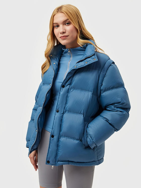 2 Ways to Wear Down Puffer Jacket With Removable Sleeves - Ahaselected