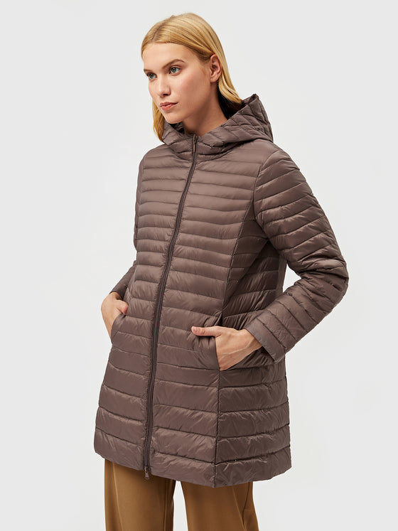 Long Hooded Light Down Puffer  Jacket - Ahaselected