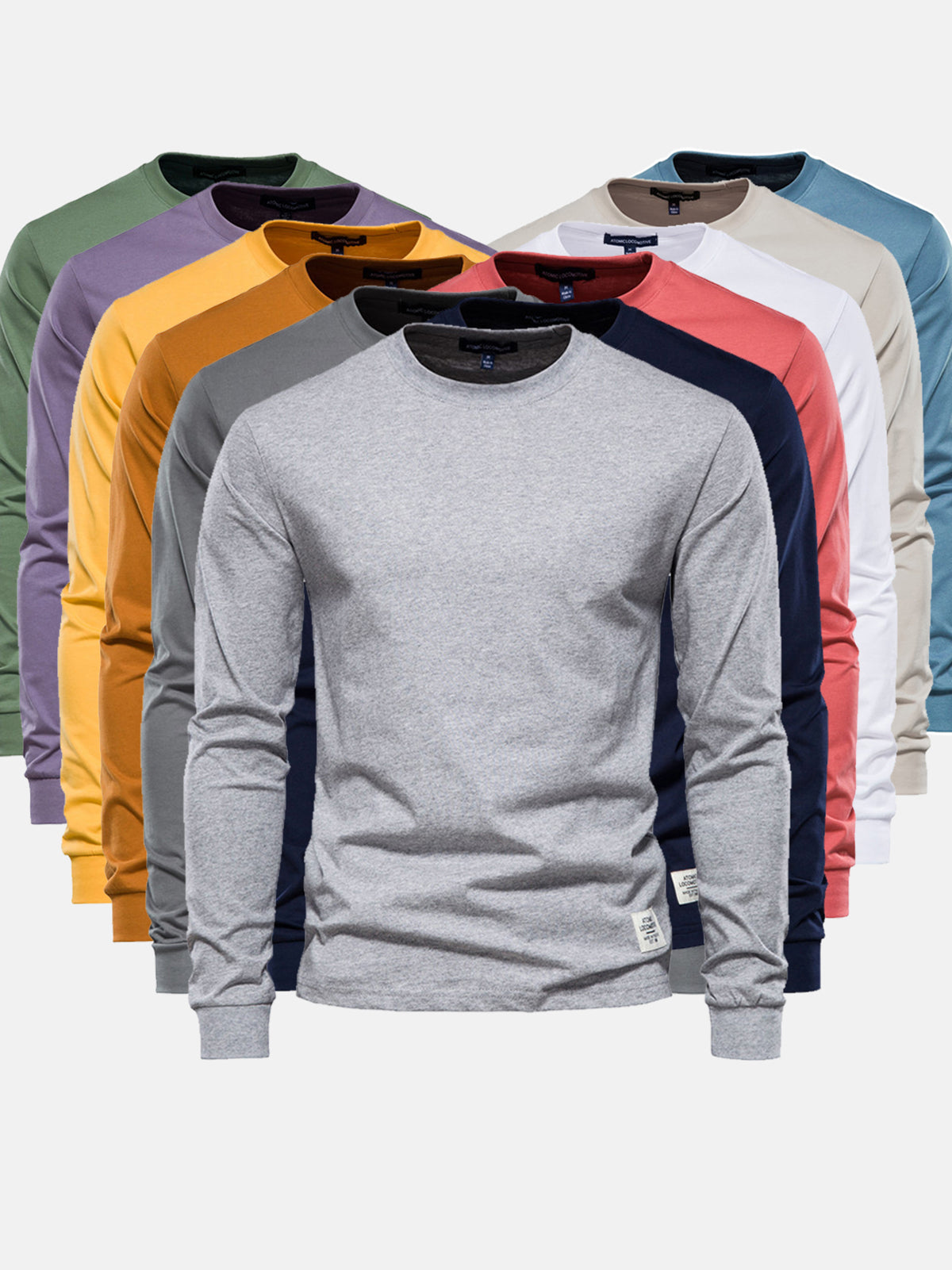 Crew neck Long Sleeve Cotton Premium Basic T-Shirt - Ahaselected
