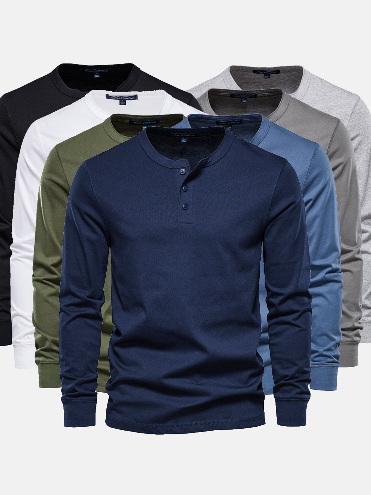 Classic Cotton long Sleeve Henley Shirt - Ahaselected