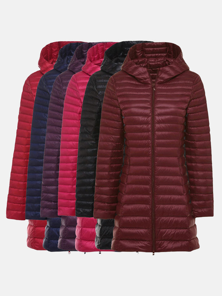 Long Hooded Light Down PufferJacket