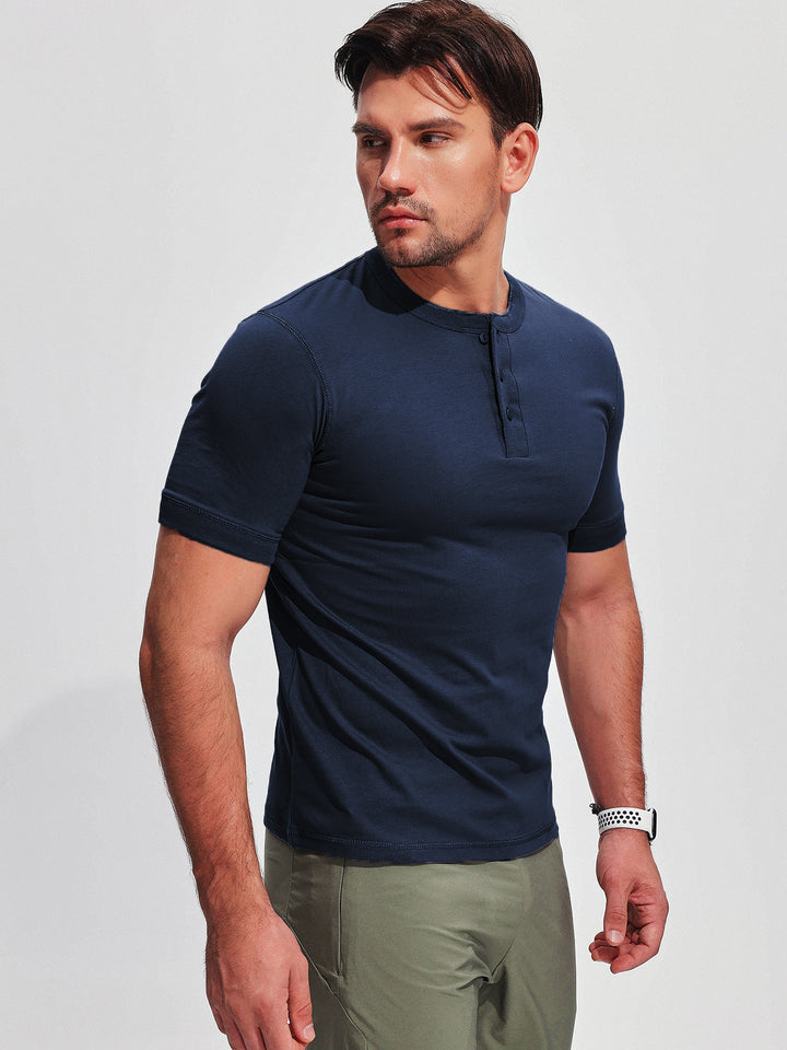 M's Cotton Short Sleeve Henley