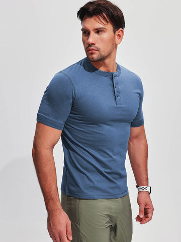 M's Cotton Short Sleeve Henley