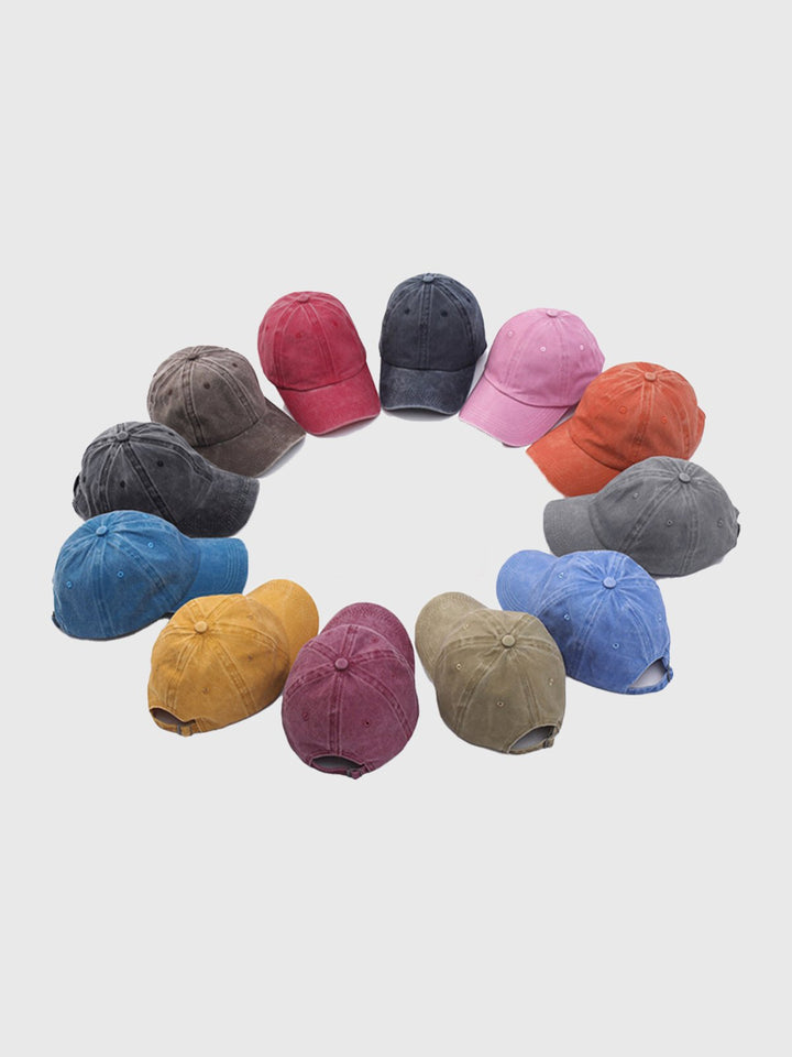 Washed Distressed Peaked Cap Hat