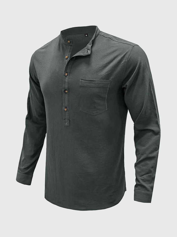 Camisa de manga larga de lino y algodón M 