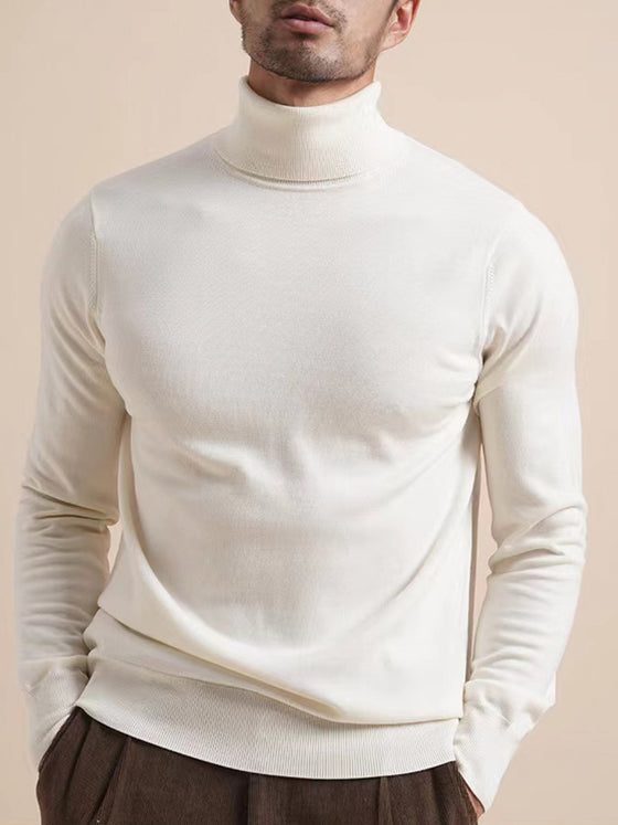 Regular Fit Mock-Neck Bottoming Sweater - Ahaselected