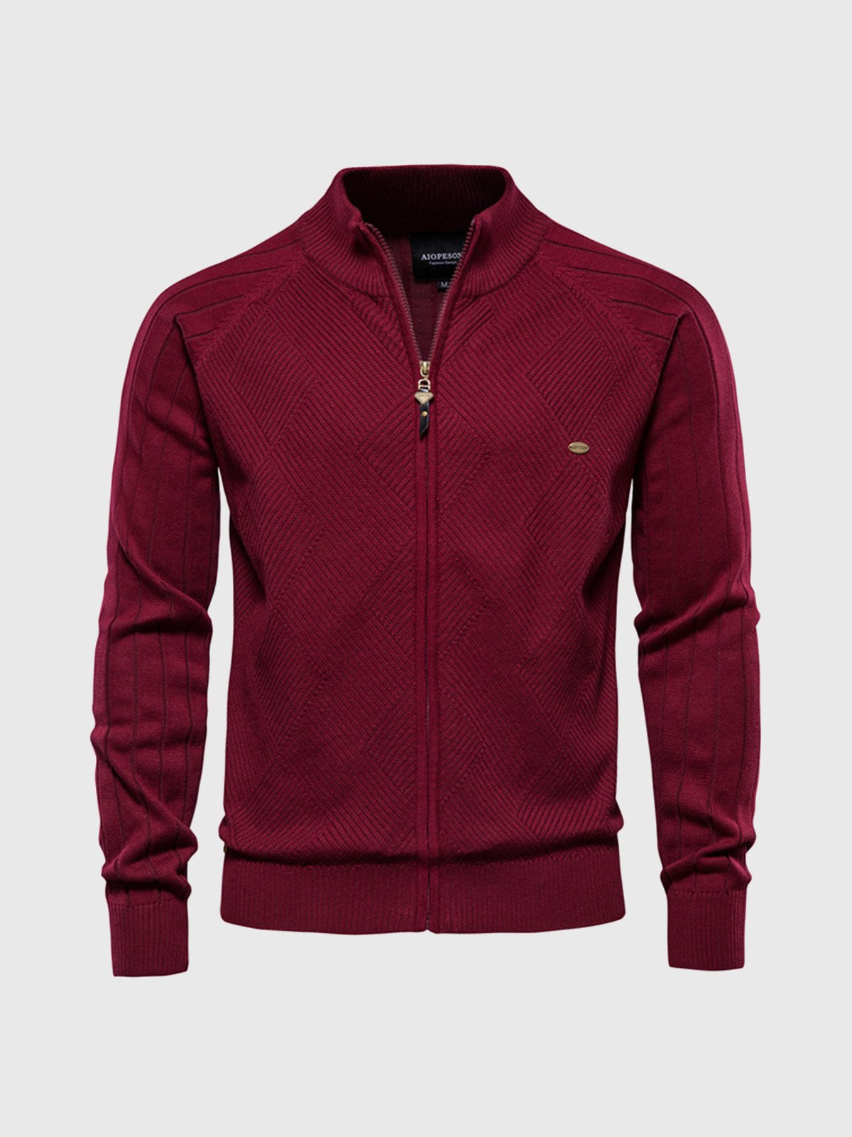 M's Jacquard Full-zip Sweater Cardigan - Ahaselected