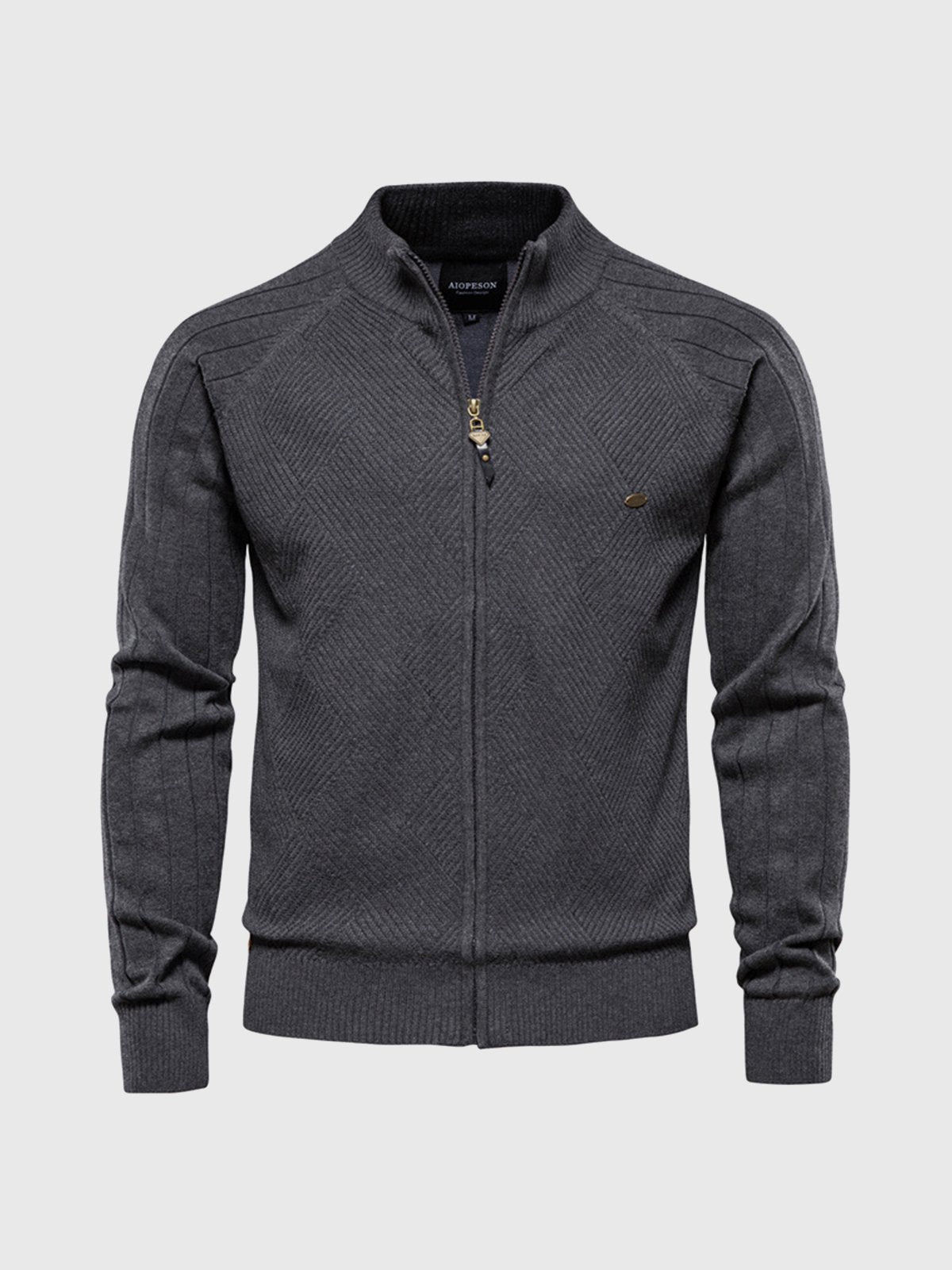 M's Jacquard Full-zip Sweater Cardigan - Ahaselected