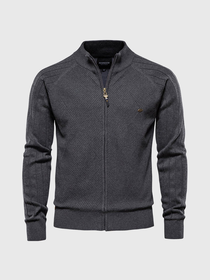 Men's Jacquard Full-zip Sweater Cardigan