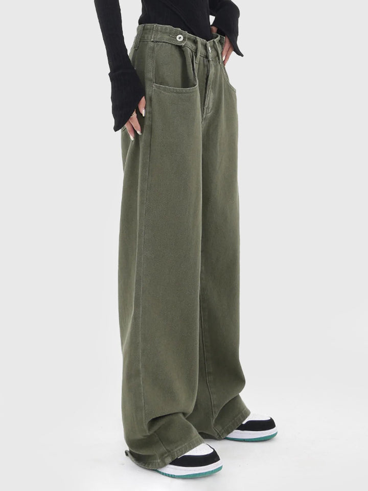 Ultra-Wide-Leg Adjustable Waist Baggy Jeans
