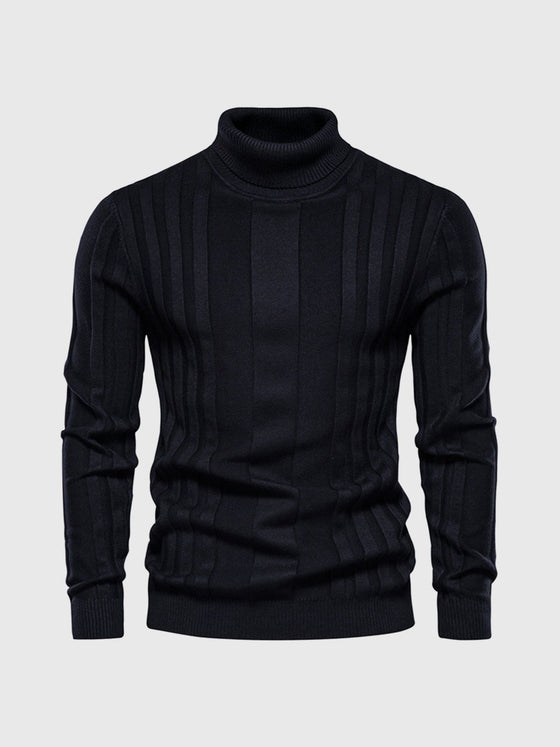 Stripe Turtleneck Pullover Sweater - Ahaselected