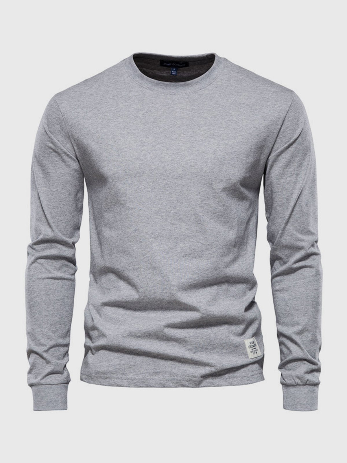 Crew neck Long Sleeve Cotton T-Shirt - Ahaselected