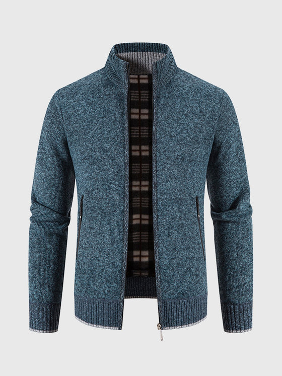 Stand Collar Zip Knit Coat - Ahaselected