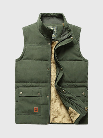 Sherpa-Lined Stand Collar Quilted Vest