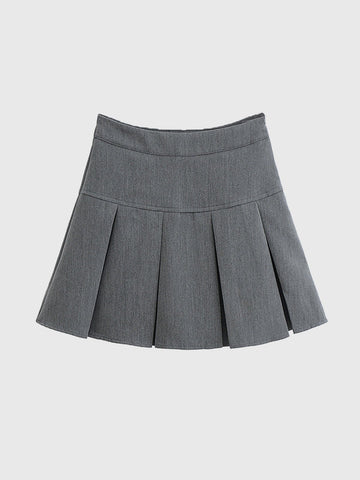 Casual High Waist Pleated Mini Skirt