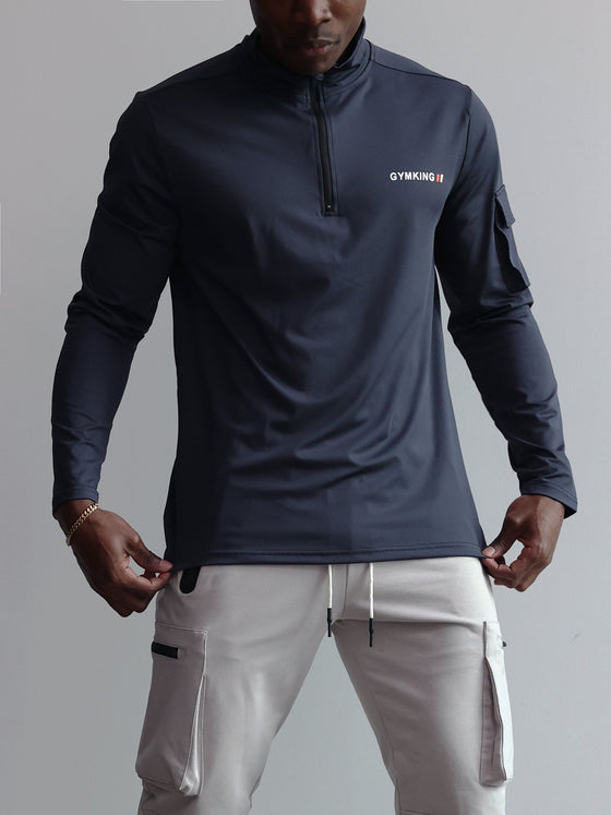 Cargo Pocket 1/4 Zip long Sleeves Shirt - Ahaselected