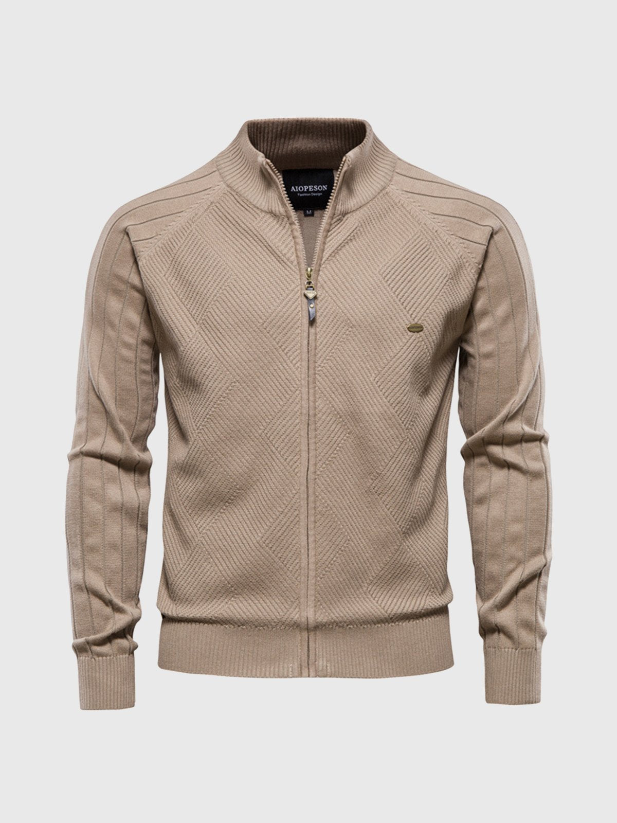 M's Jacquard Full-zip Sweater Cardigan - Ahaselected